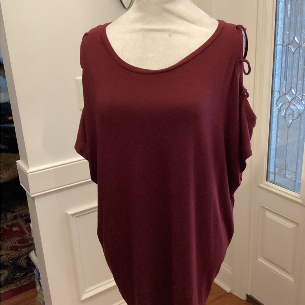 Hippie Rose Maroon Cold Shoulder Blouse